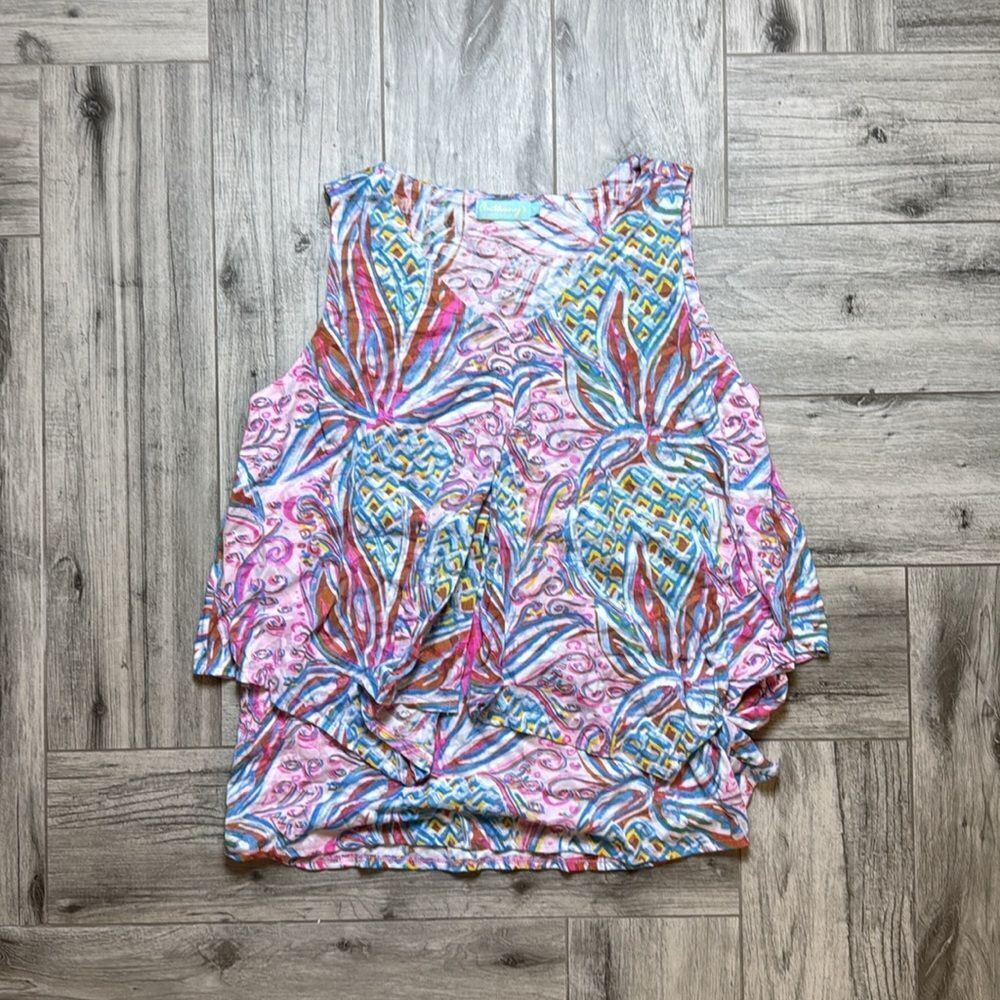Anthony's Resort Wear Women's Pink Pineapple Flutter Tank Top Size Medium